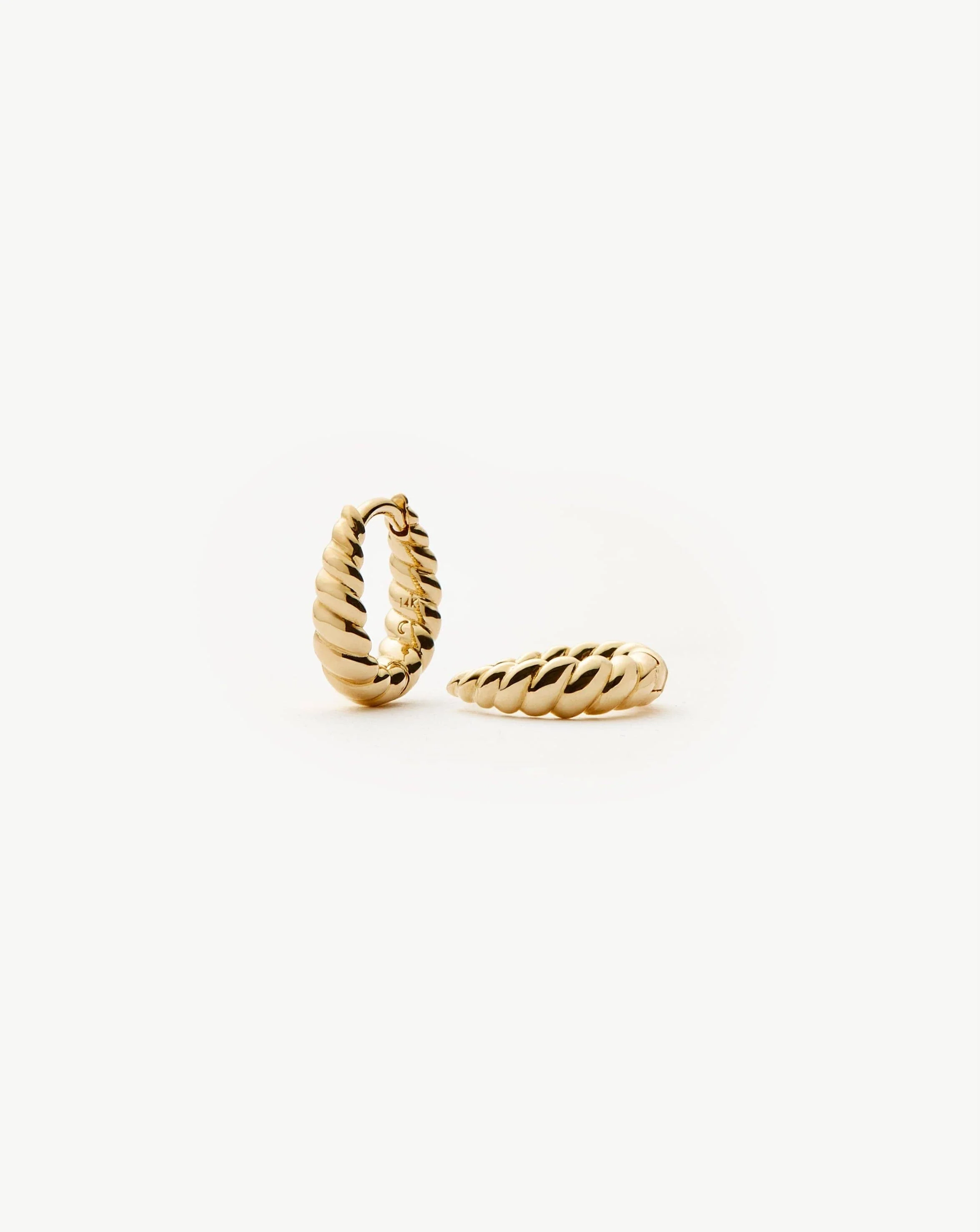 Solid Gold Twisted Huggies | 14k Solid Gold