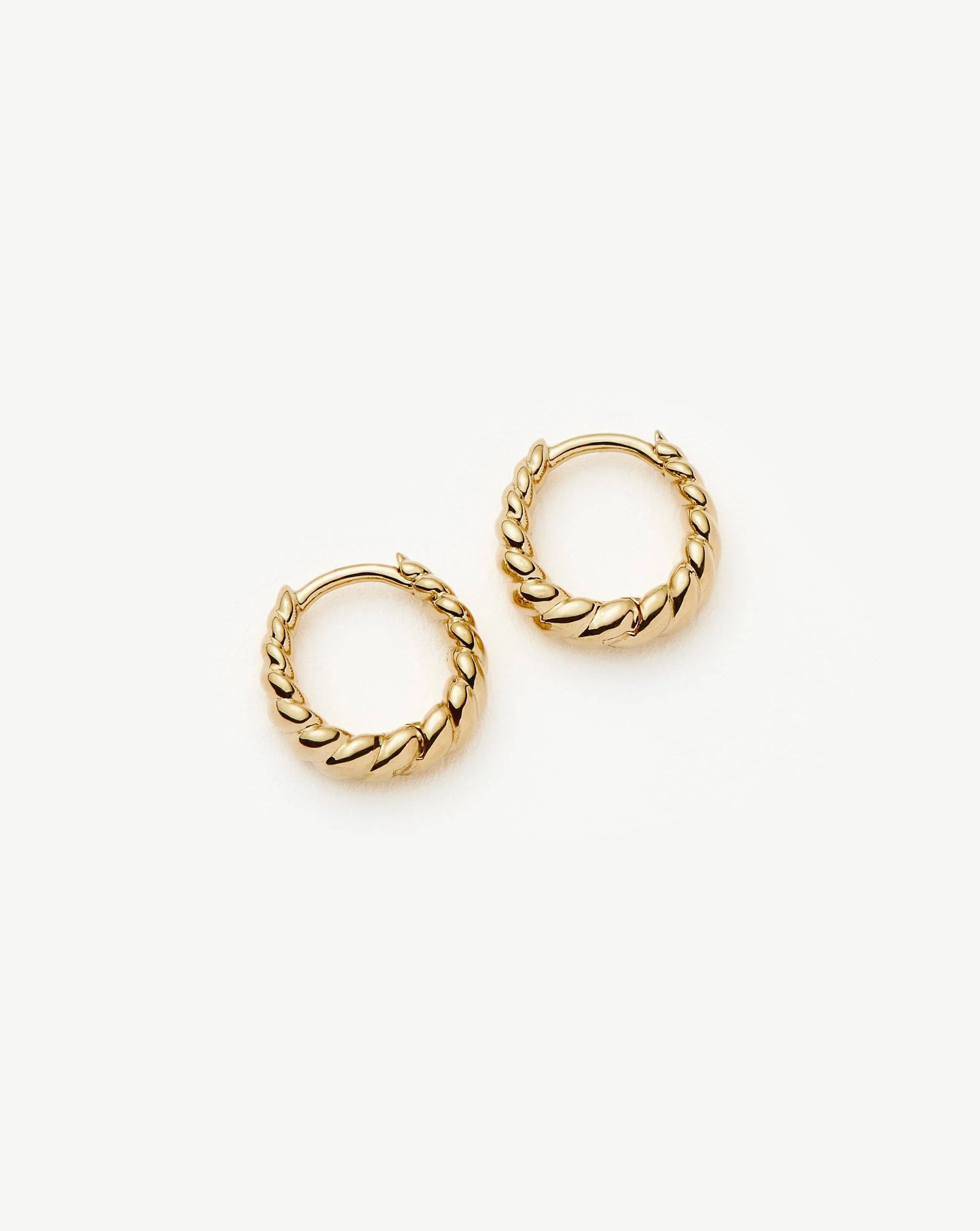 Solid Gold Twisted Huggies | 14k Solid Gold - Image 4