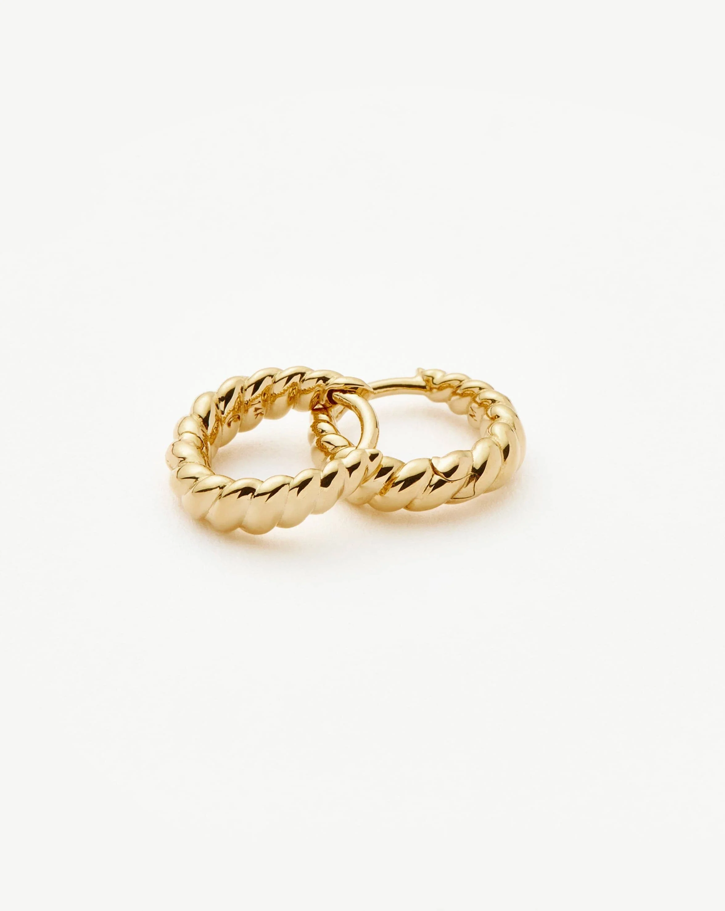 Solid Gold Twisted Huggies | 14k Solid Gold - Image 5
